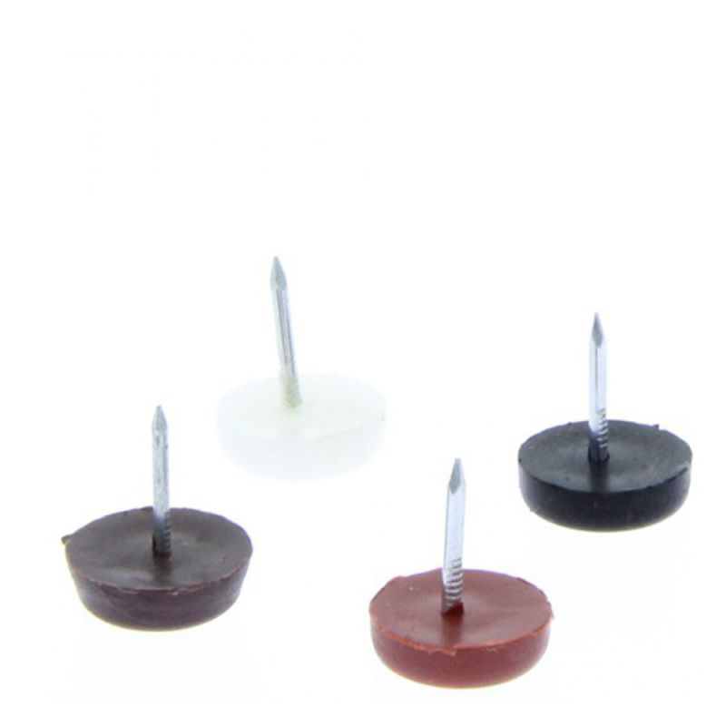 Alunecator din plastic rotund cu fixare cui, maro