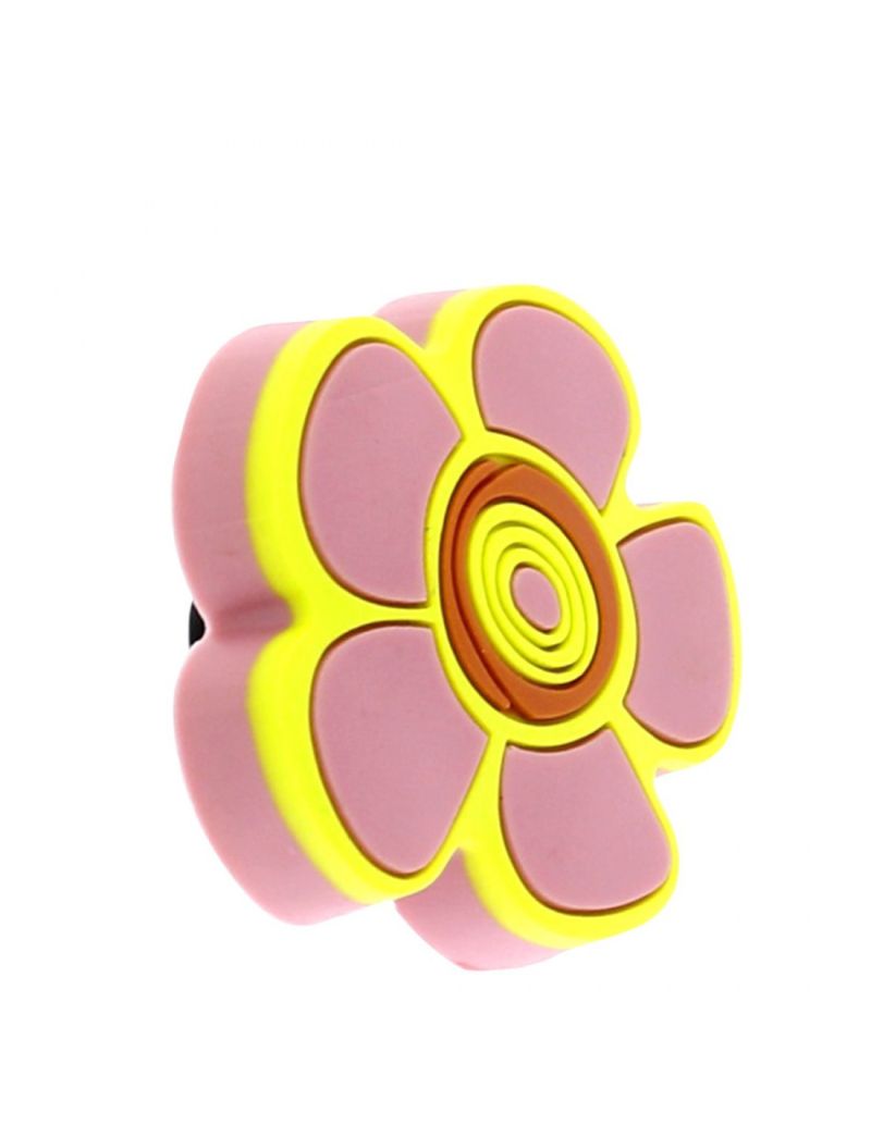 Buton floare roz din plastic flexibil 38730.82 (2 buc)