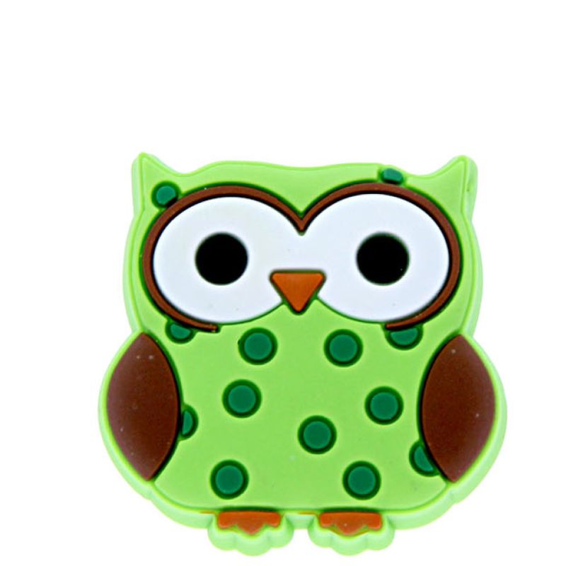 Buton mobila bufnita verde din plastic flexibil