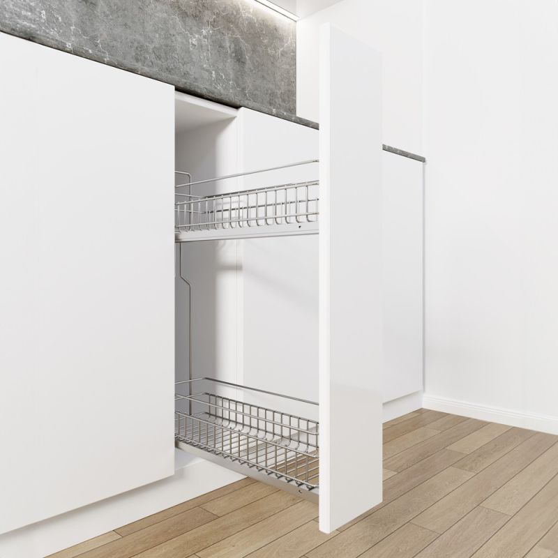 Cos Jolly FUSION reglaj 3D 150x450, culisare laterala cu glisiera TANDEM BLUM, extragere partiala, corp de 200 mm, crom