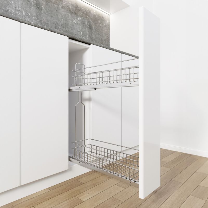 Cos Jolly FUSION reglaj 3D 210x450, culisare laterala cu glisiera TANDEM BLUM, extragere totala, corp de 300 mm, crom