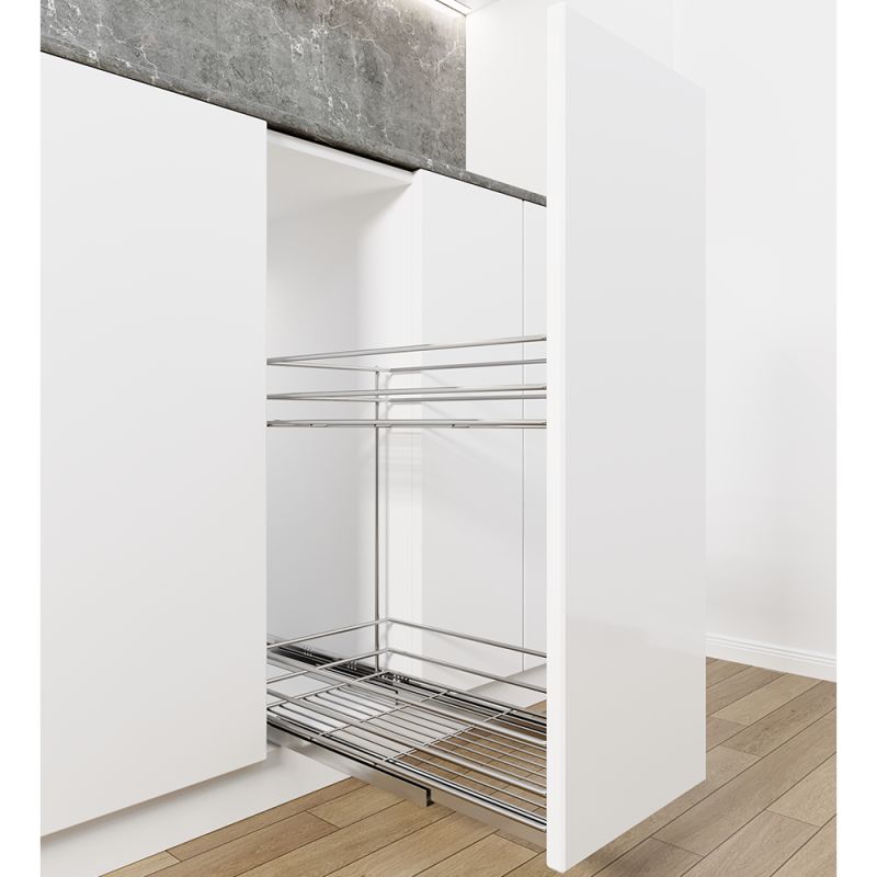 Cos Jolly Konig reglaj 3D 150x450, culisare laterala cu glisiera SINCRON, extragere partiala, corp de 200 mm, crom
