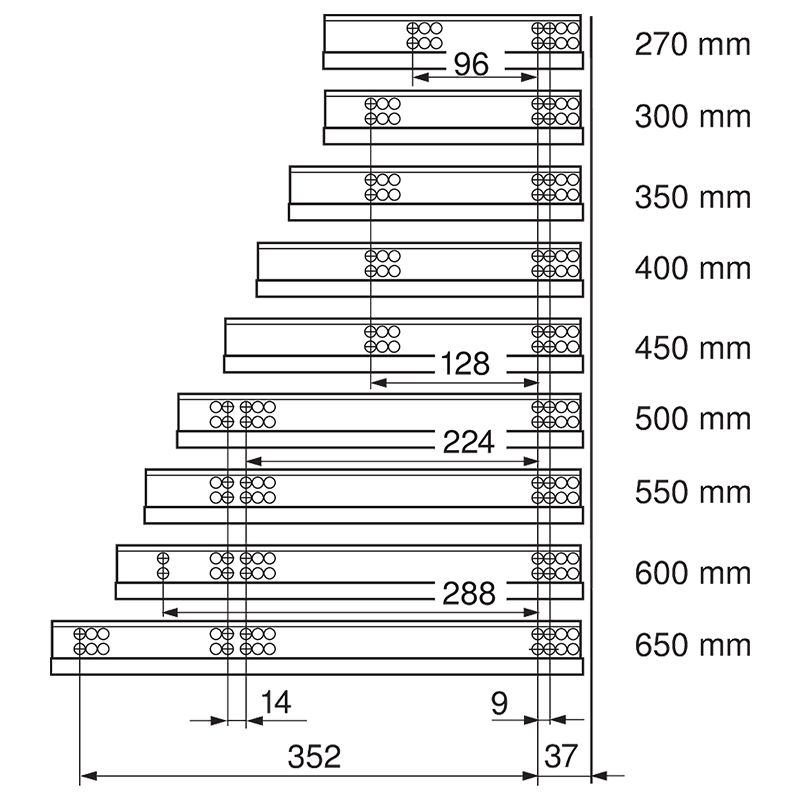Glisiera BLUM TANDEM extragere partiala cu amortizare 550H3000B
