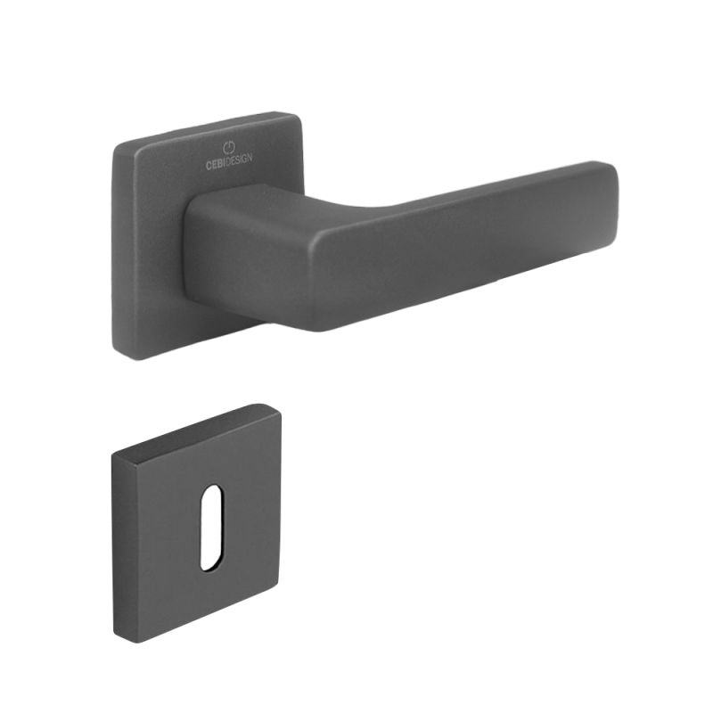 Maner de usa CEBI ZIP FLAT compozit gri inchis cu rozeta patrata pentru cilindru