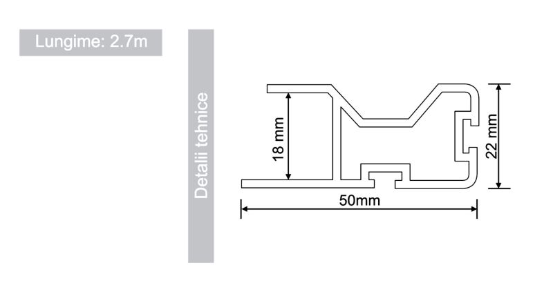 Profil din aluminiu maner cu perie si garnitura 2.7 ml pt. sistem PKM80R