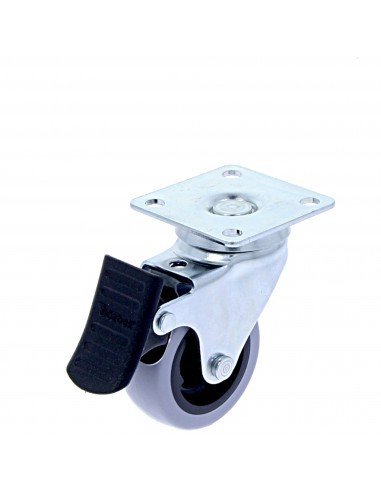 Rotila din plastic gri D50 cu frana si flansa metalica, 45 kg (4 buc)