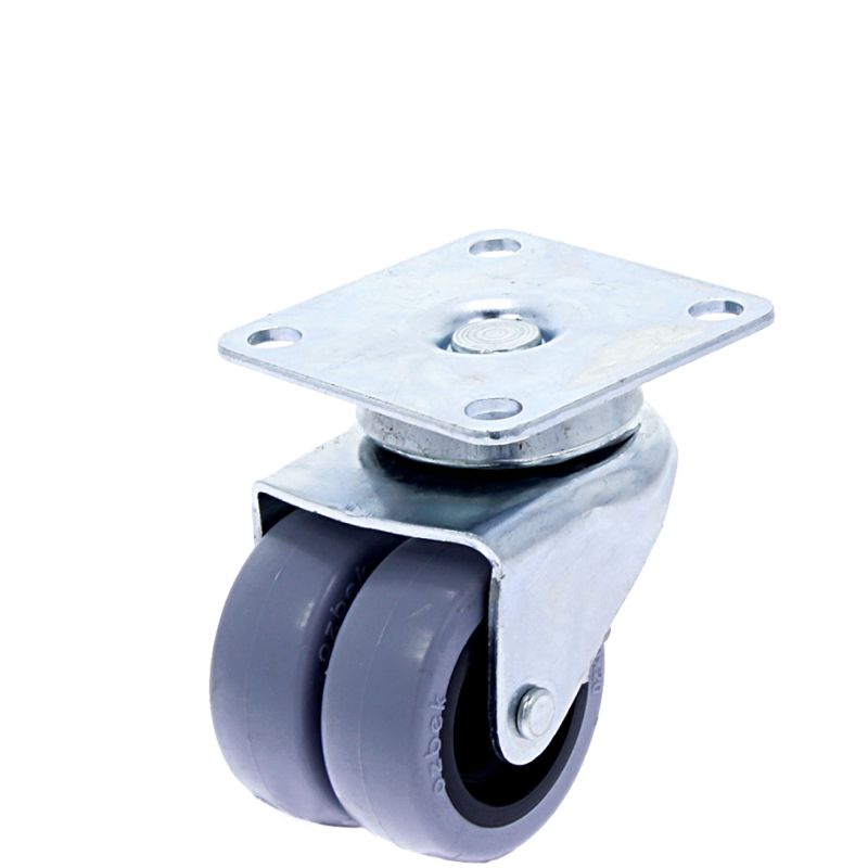 Rotila din plastic gri D50 dubla cu flansa metalica, 50 kg