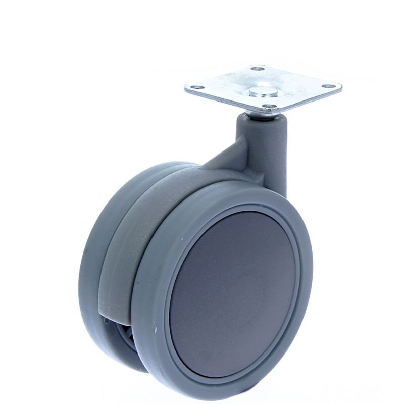 Rotila din plastic gri D75 dubla cu flansa metalica, 35 kg