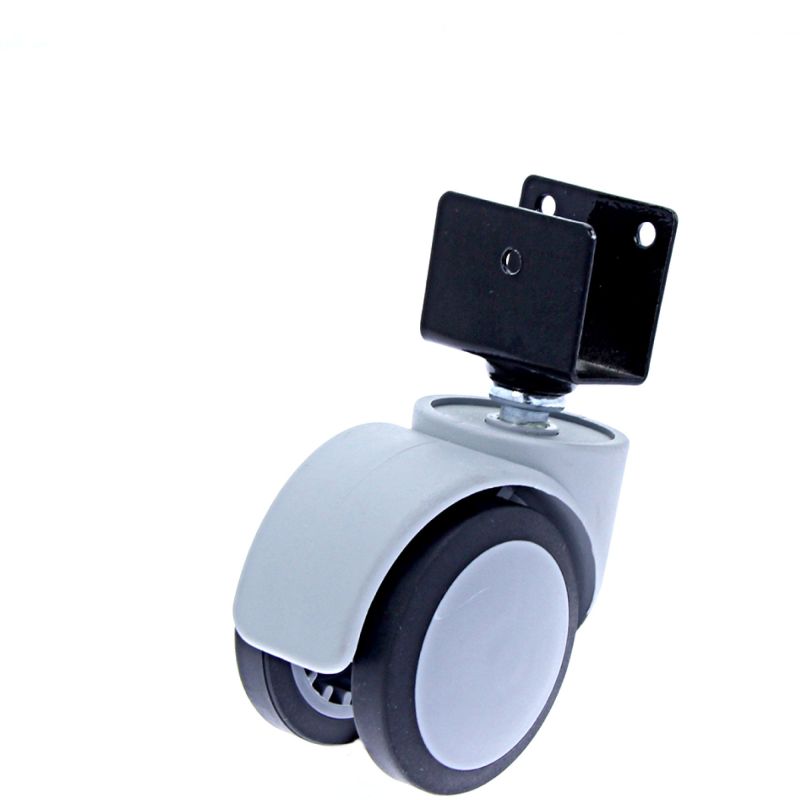 Rotila din plastic gri-negru D50 cu flansa metalica 'U', 30 kg