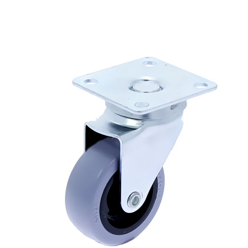 Rotila din plastic gri pentru mobila D50 cu flansa metalica, 40 kg