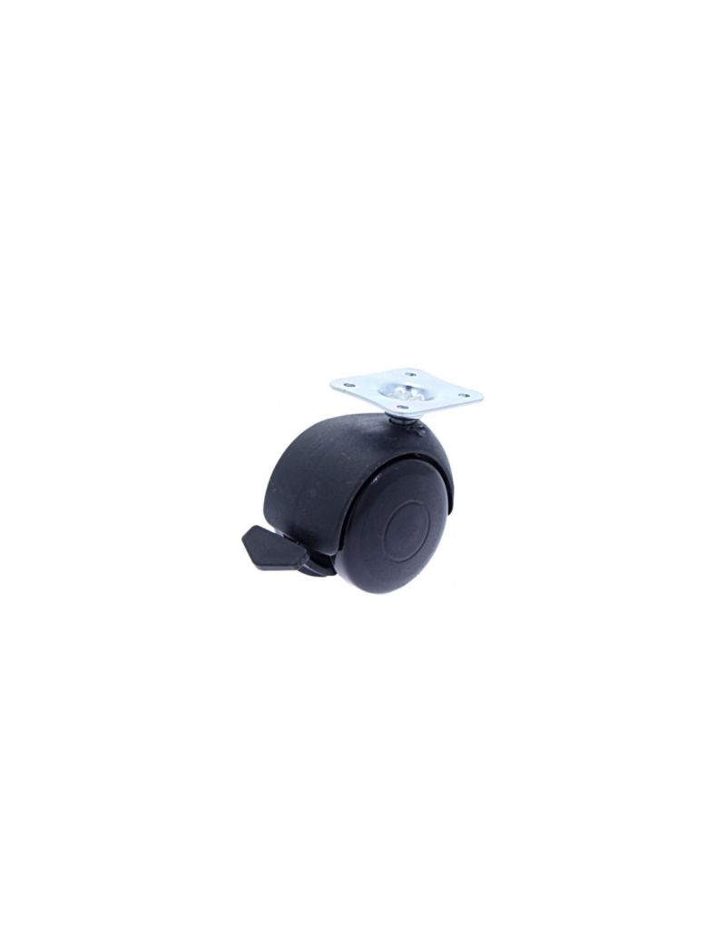 Rotila din plastic (neagra) D40 cu frana si flansa metalica 20 Kg (842NFR) (4 buc)