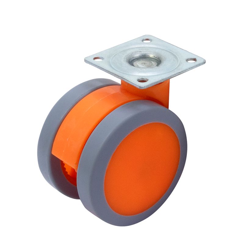 Rotila din plastic portocaliu D65 cu flansa metalica, 40 kg