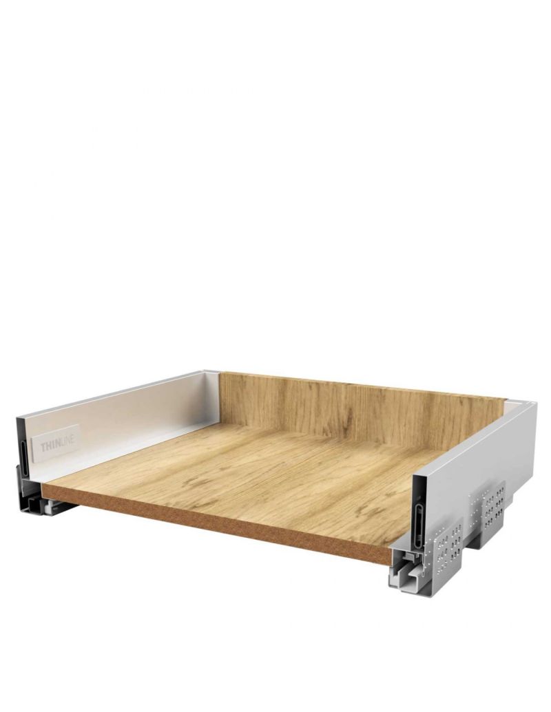 Sertar metalic Thin Line cu glisiera sincron extragere totala cu amortizare H88 L350, alb