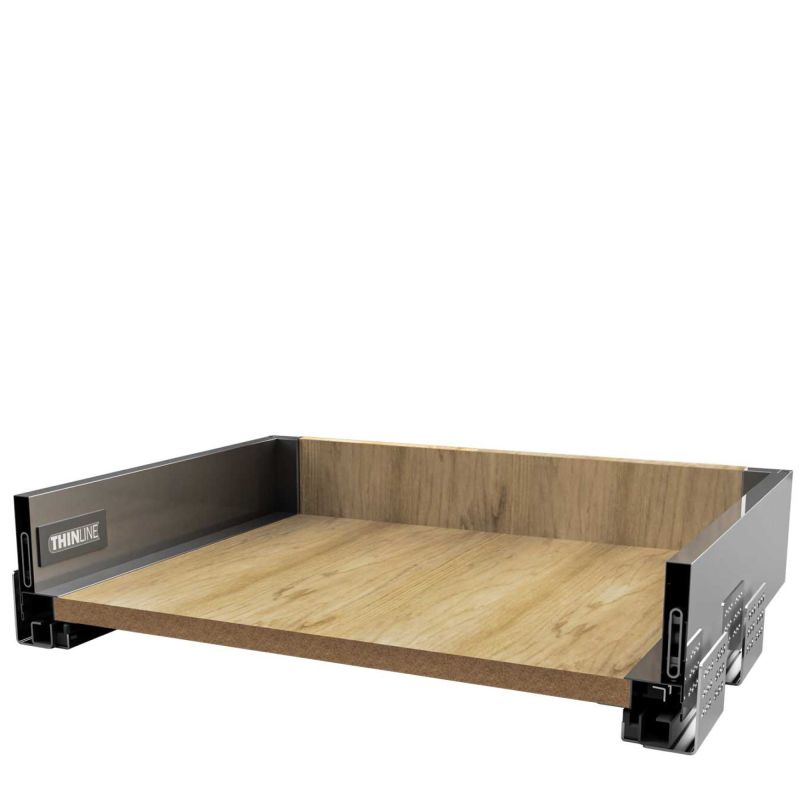 Sertar metalic Thin Line cu glisiera sincron extragere totala cu amortizare H88 L350, gri