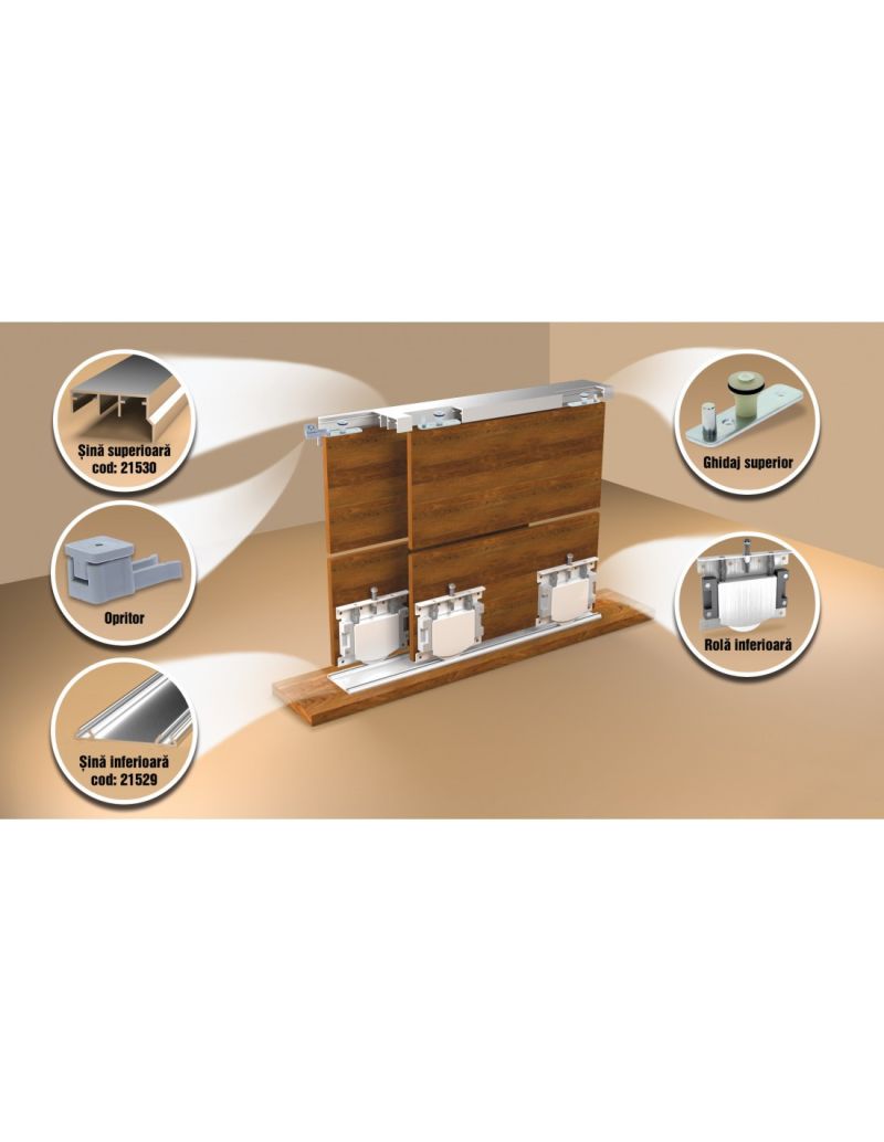 Sistem de glisare STS80T cu reglaj pentru 2 usi