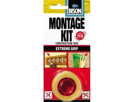 BANDA DUBLU ADEZIVA PENTRU CONSTRUCTII BISON MONTAGE KIT TAPE, 1.5M X 19MM