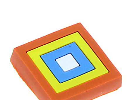 Buton mobila patrat portocaliu/galben din plastic flexibil 38742