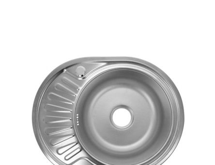 Chiuveta ETTE ovala din INOX 570x450x170 picurator pe stanga finisaj mat plus accesorii