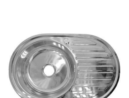 Chiuveta ETTE ovala din INOX 570x450x170 picurator stanga finisaj lucios plus accesorii