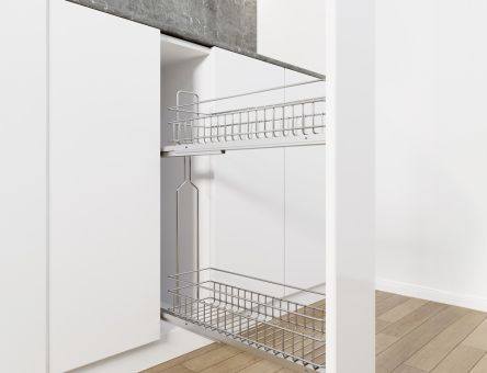 Cos Jolly FUSION reglaj 3D 210x450, culisare laterala cu glisiera TANDEM BLUM, extragere totala, corp de 300 mm, crom