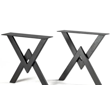 Picior masa Cross din otel H700, negru (set 2 buc)