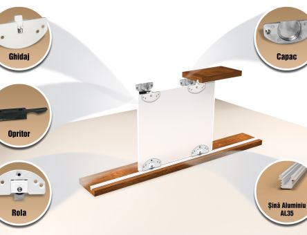 Sistem de glisare SCK35C pentru o usa din sticla